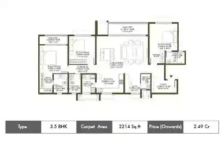 3.5 BHK-2214 Sq.ft. Floor Plan