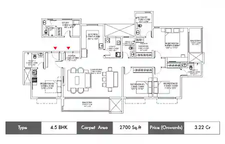 4.5 BHK-2700 Sq.ft. Floor Plan